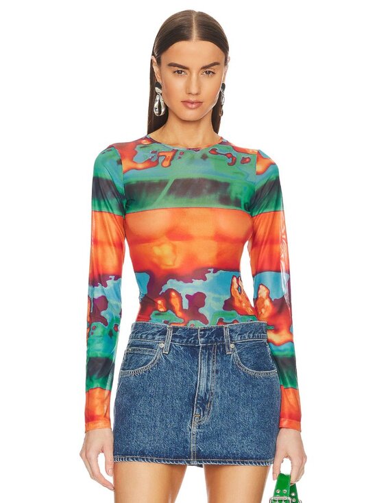 Miaou Tops - MIAOU Long Sleeve Mesh Tee S $129
